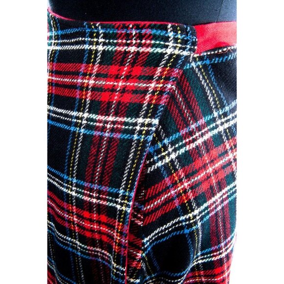 Vintage 1960’s Skirt Women’s Wrap Around Reversible Plaid Red Large 100% Wool - Picture 4 of 6